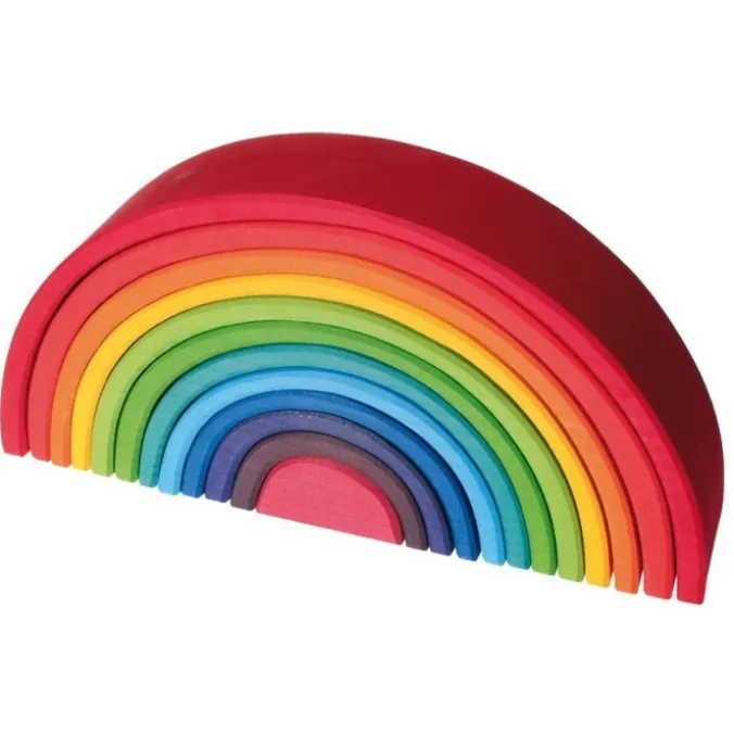 Arc-en-ciel en bois multicolore - 17 cm (6 pièces)