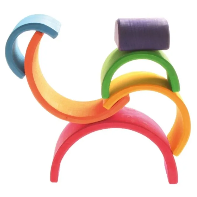 Arc-en-ciel en bois multicolore - 17 cm (6 pièces)