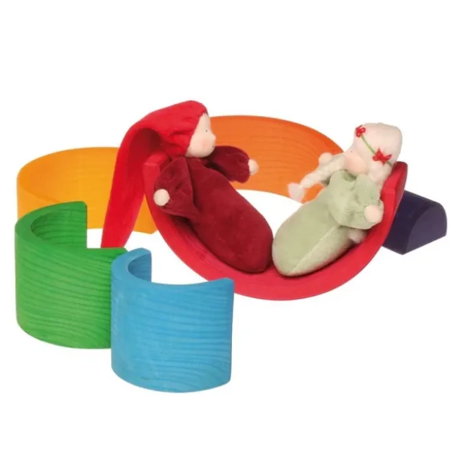 Arc-en-ciel en bois multicolore - 17 cm (6 pièces)