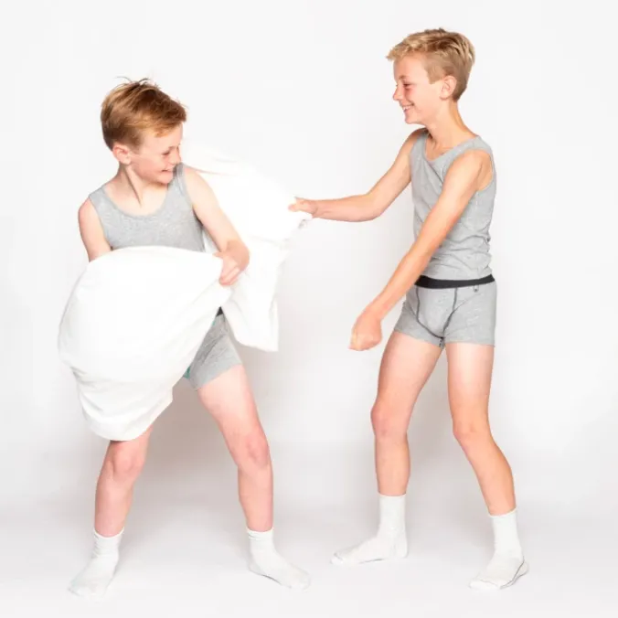 Boxers garçon ultra doux gris - Lot de 2
