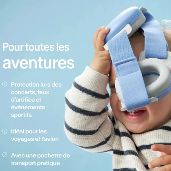 Casque antibruit bébé - bleu ciel