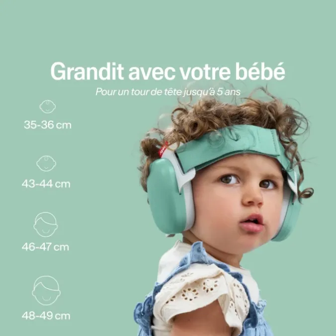 Casque antibruit bébé - vert sauge