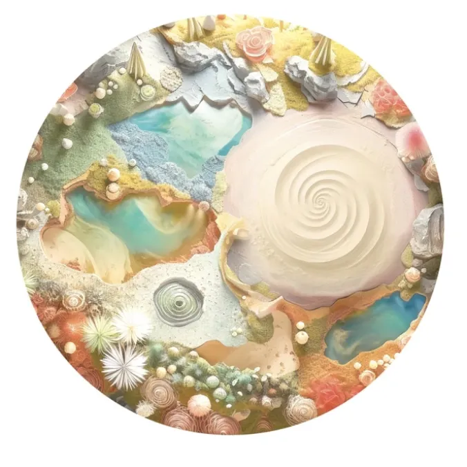 Décor terre inconnue pour bac d'exploration rond