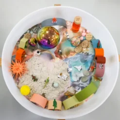 Décor terre inconnue pour bac d'exploration rond
