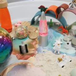 Décor terre inconnue pour bac d'exploration rond