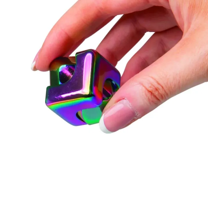 Fidget cube métallique rotatif