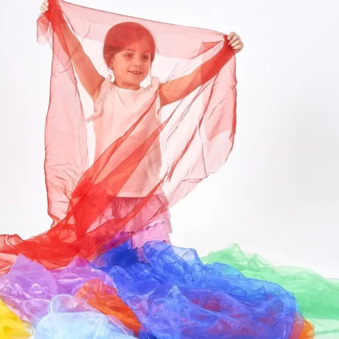 Foulards arc-en-ciel organza (par 7)