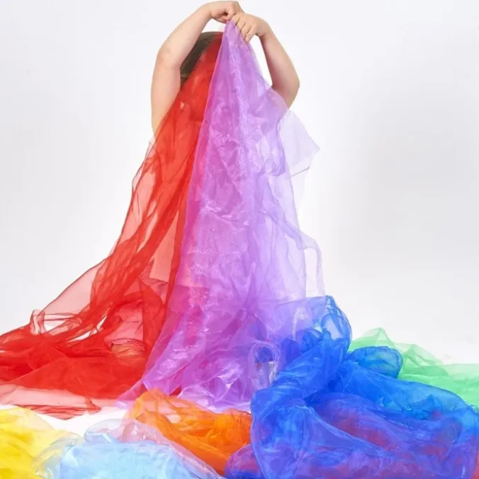 Foulards arc-en-ciel organza (par 7)