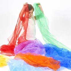Foulards arc-en-ciel organza (par 7)