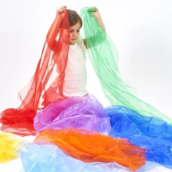 Foulards arc-en-ciel organza (par 7)