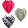 Foulards bavoirs bibbles -tartan/framboise/gris