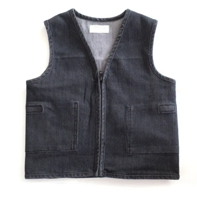 Gilet stretch en jean noir lesté