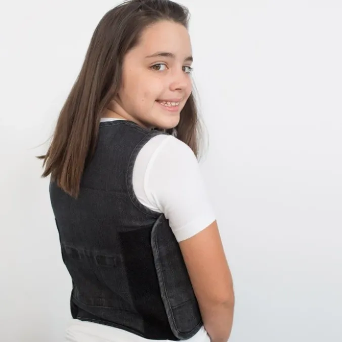 Gilet stretch en jean noir lesté