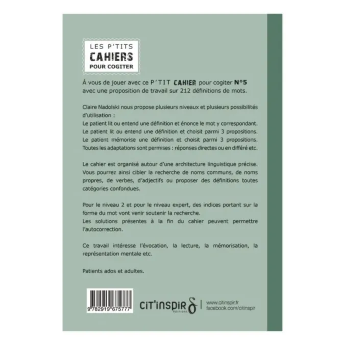 Les p'tits cahiers pour cogiter - n°5 définitions en rafale