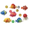 Lot de 6 billes et 6 poissons pour colonne à bulles