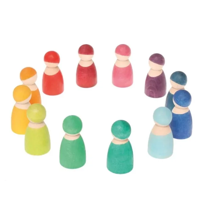 Lutins de bois multicolores par 12