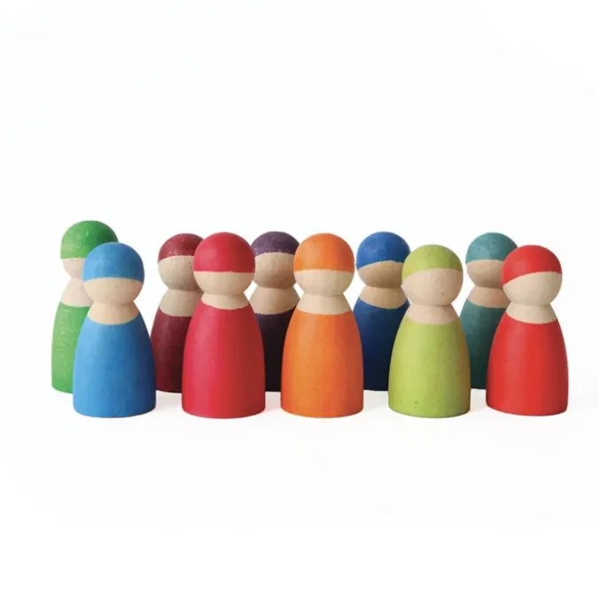 Lutins de bois multicolores par 12