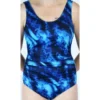 Maillot de bain incontinence 1 pièce femme - Bleu multi