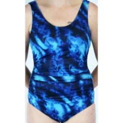 Maillot de bain incontinence 1 pièce femme - Bleu multi
