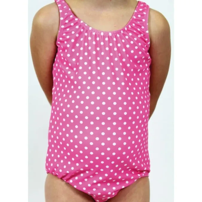 Maillot de bain incontinence 1 pièce enfant - Rose à pois blanc