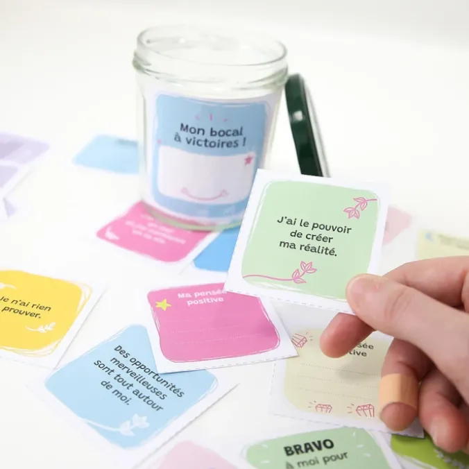 Mon bocal à victoires - Cartes de pensées positives