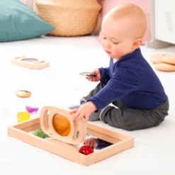 Petit plateau miroir en bois