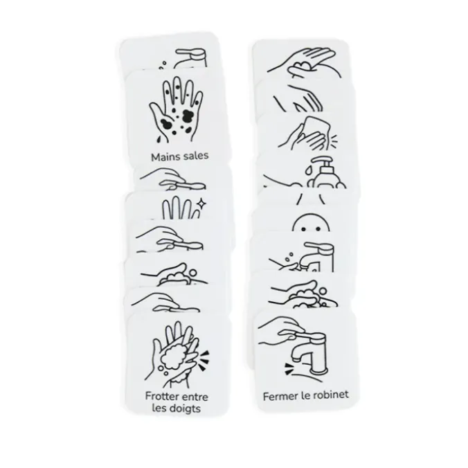 18 pictogrammes - Se laver les mains - Style épuré
