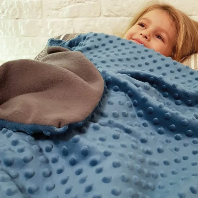 Plaid lesté molletonné - bleue/grise - L - 150 x 200 cm - 5 kg