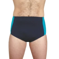 Slip de bain incontinence homme - Bleu marine/Turquoise
