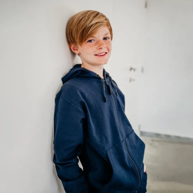 Sweat à capuche zippé enfant - Bleu