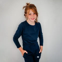 T-shirt enfant ultra doux manches longues - Bleu